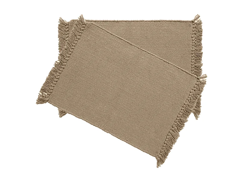 Lot de 2 sets de table à franges 33x46 cm PAPEETE beige Camel
