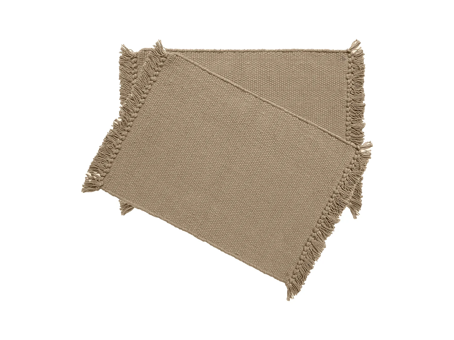 Lot de 2 sets de table à franges 33x46 cm PAPEETE beige Camel