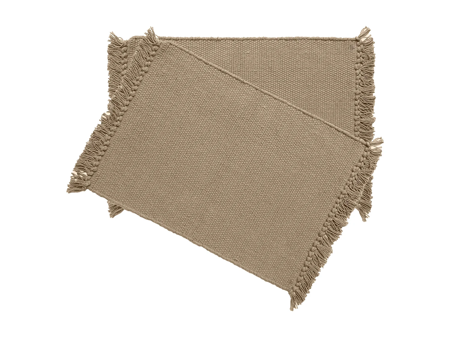 Lot de 2 sets de table à franges 33x46 cm PAPEETE beige Camel