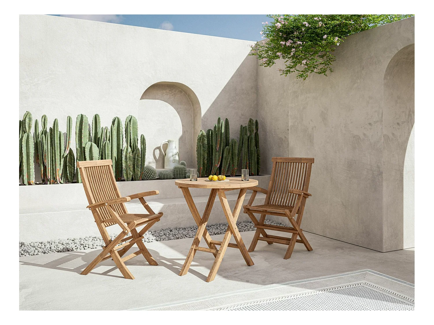 Table de jardin ronde en teck - 70 cm - MATIVER
