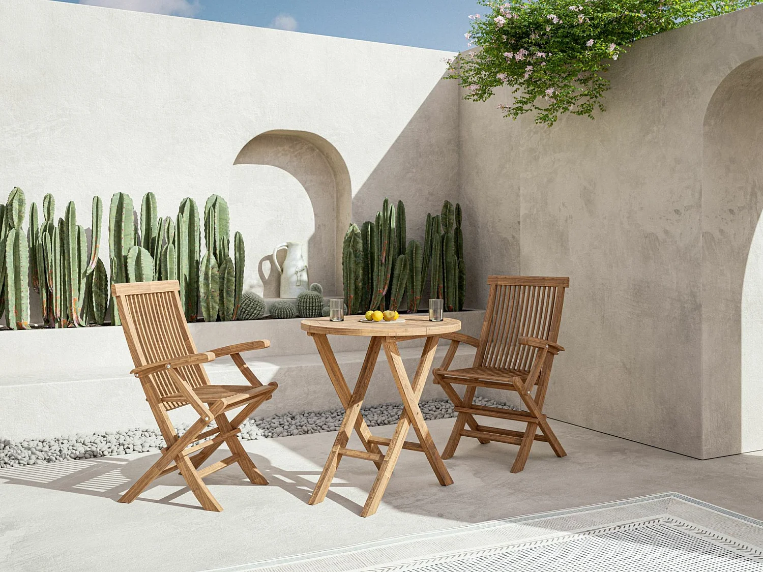 Table de jardin ronde en teck - 70 cm - MATIVER