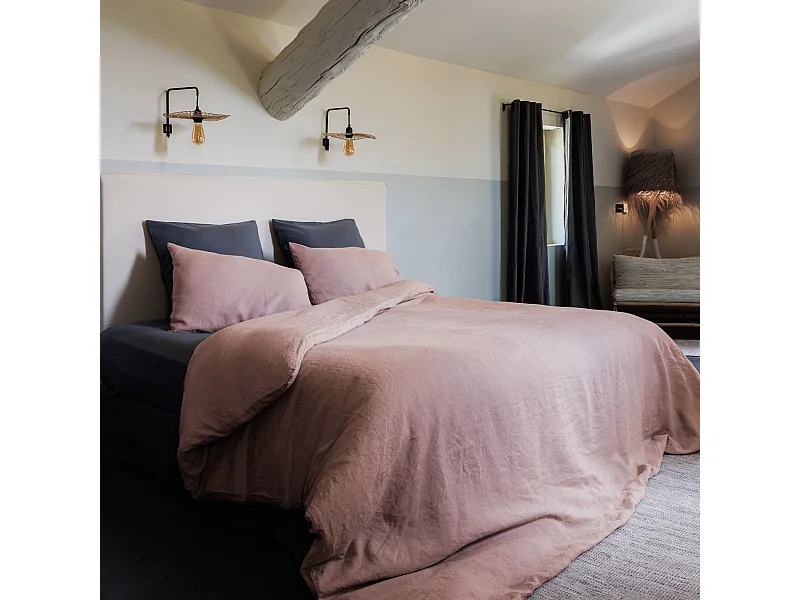 Parure de lit 260x240 cm et 50x70 cm collection OPERA rose 3 pièces