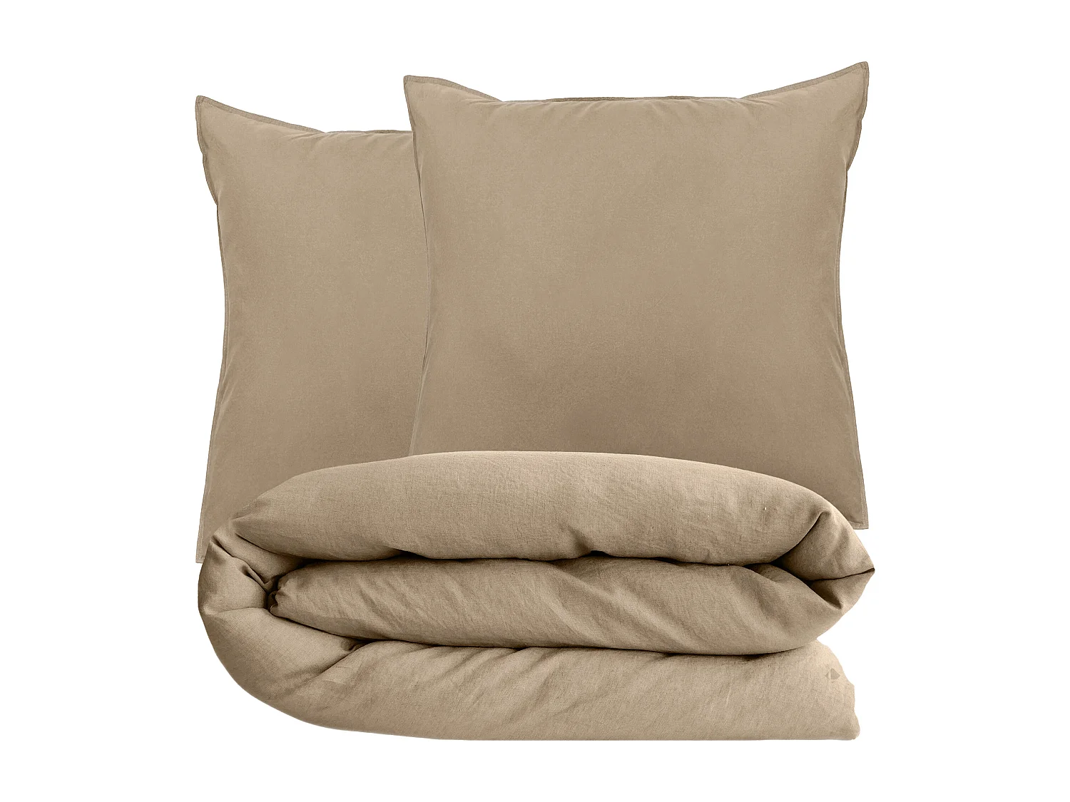 Parure de lit 260x240 cm et 65x65 cm collection OPERA marron camel 3 pièces