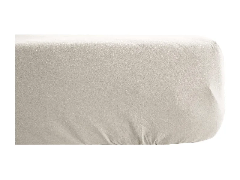 Drap housse PALACE pur coton lavé 160x200 cm bonnet 35 cm uni beige lin