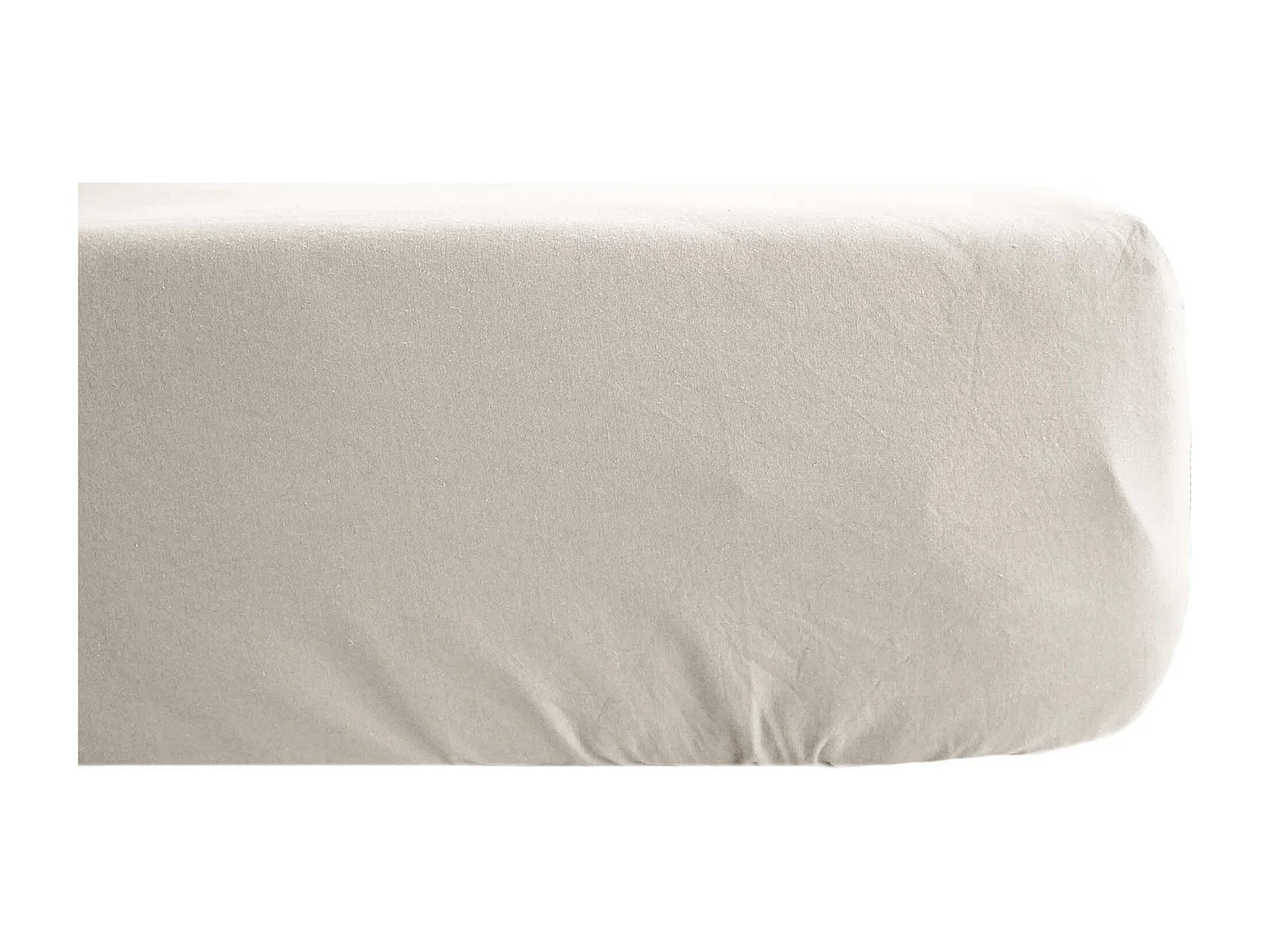 Drap housse PALACE pur coton lavé 160x200 cm bonnet 35 cm uni beige lin