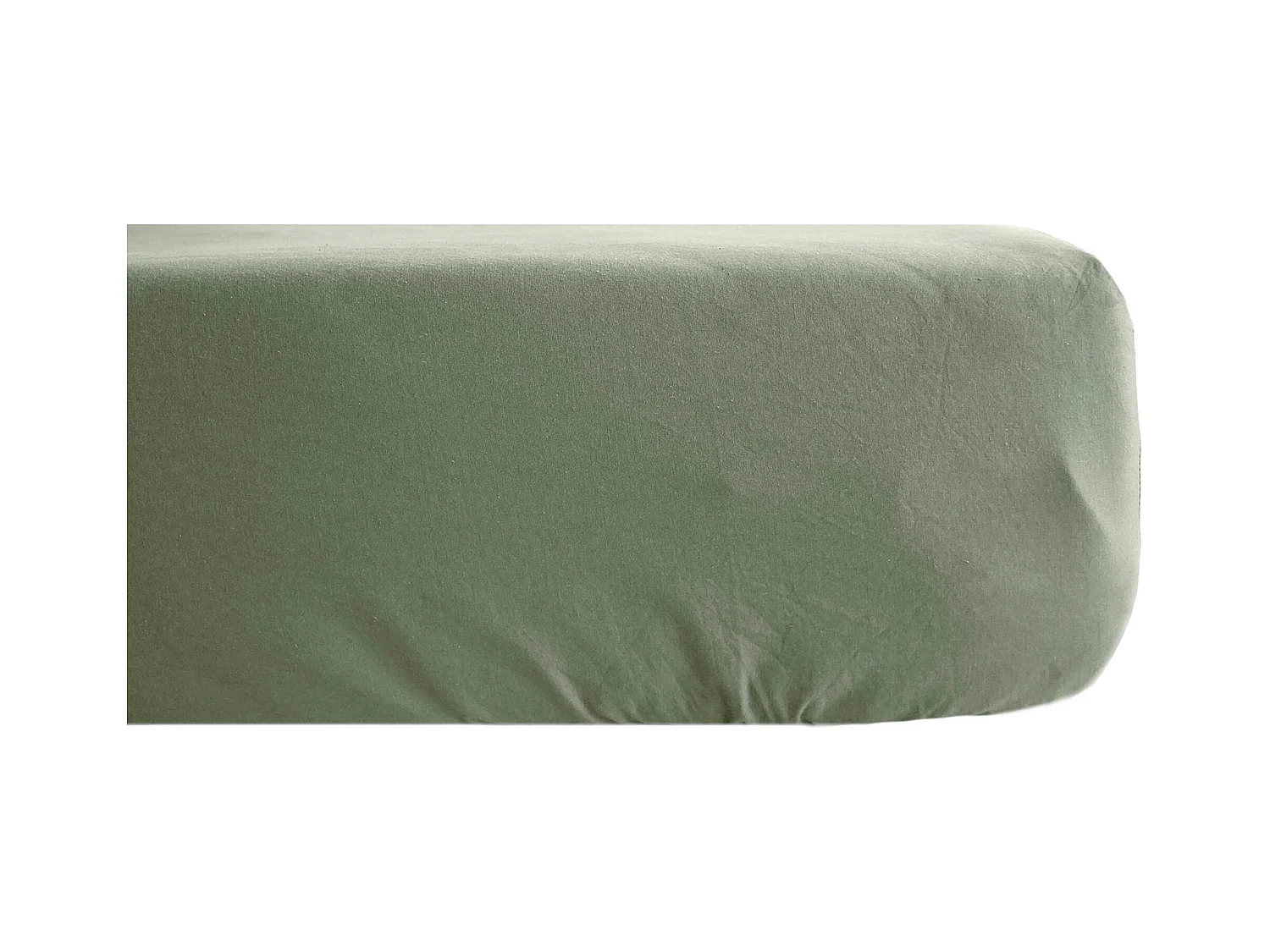 Drap housse 200x200 cm pur coton lavé PALACE vert sauge