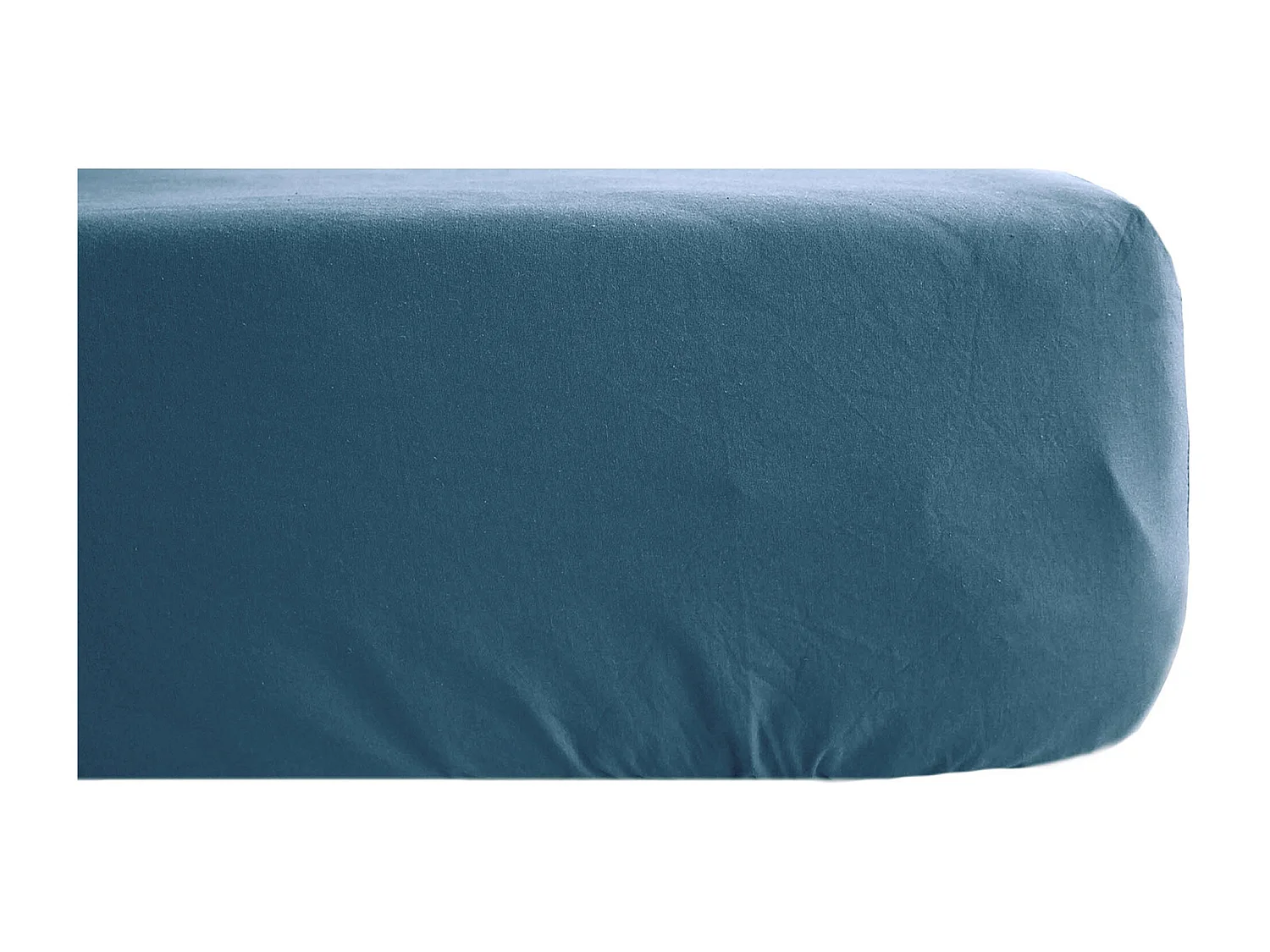 Drap housse PALACE pur coton lavé 180x200 cm bonnet 35 cm uni bleu marine