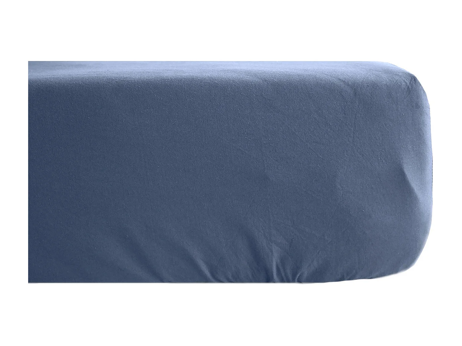 Drap housse PALACE pur coton lavé 160x200 cm bonnet 35 cm uni bleu indigo
