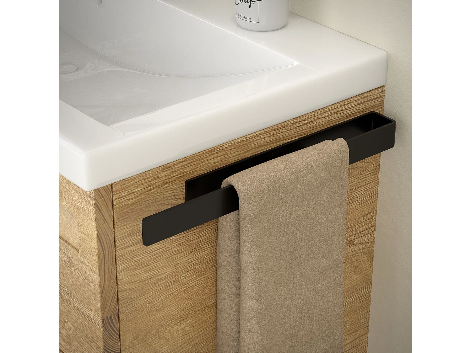 Lot de 2x porte-serviettes noir salle de bain support aluminium sans percer 40cm