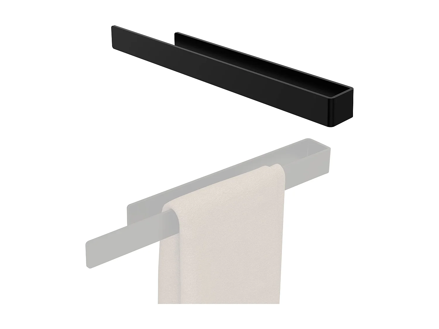 Lot de 2x porte-serviettes noir salle de bain support aluminium sans percer 40cm