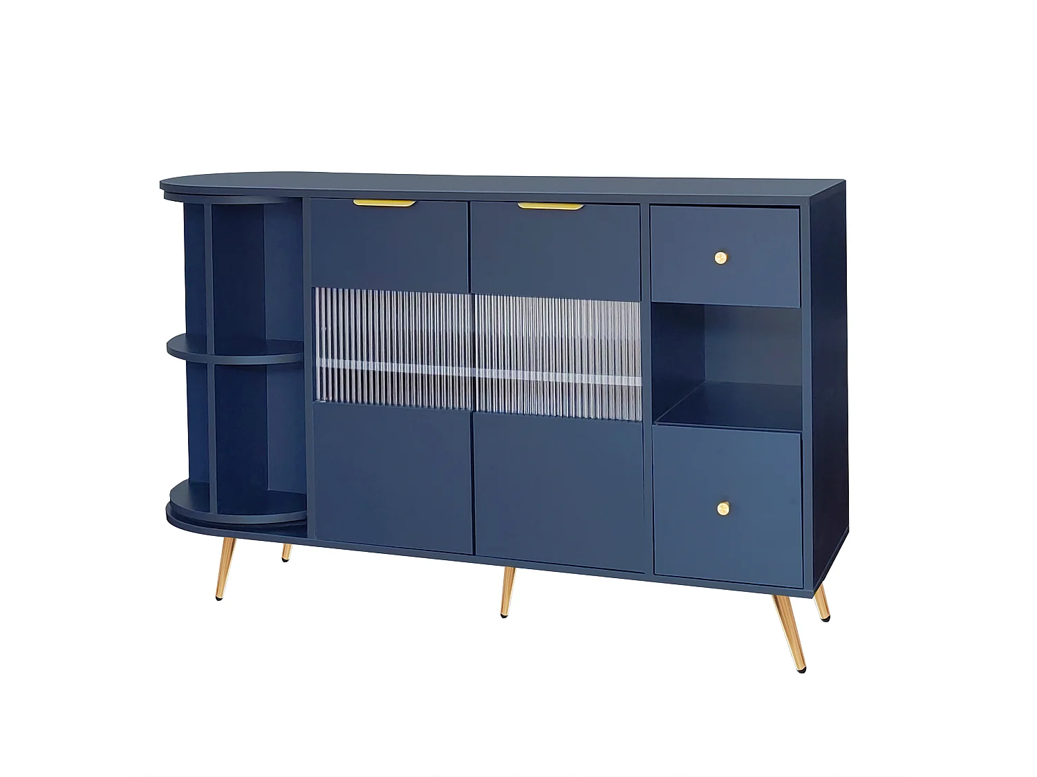 Buffet avec LED et rangements multifonctionnels - en MDF - style moderne - Bleu