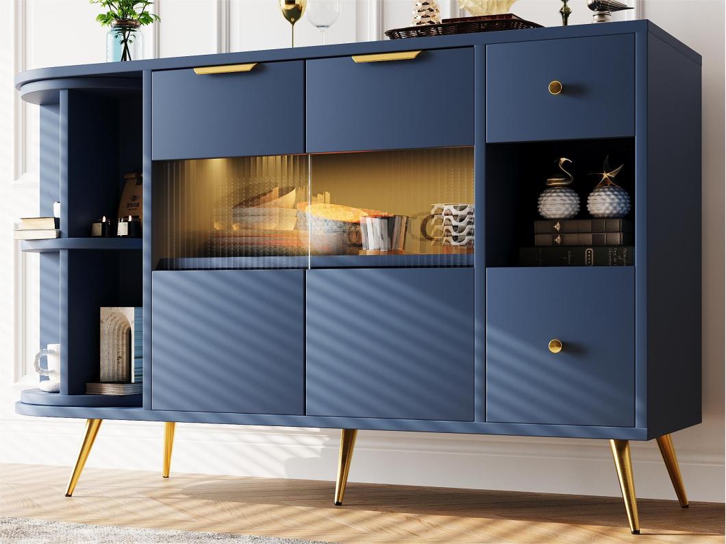 Credenza con LED e portaoggetti multifunzionale - in MDF - stile moderno - Blu