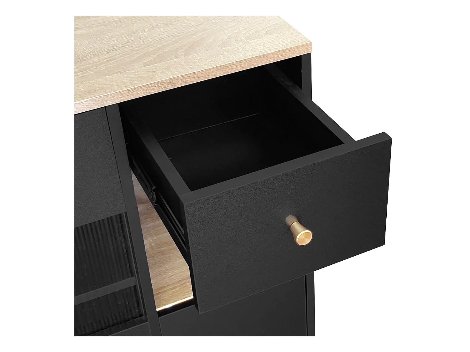 Aparador con LED y almacenaje multifuncional - en MDF - estilo moderno - Negro