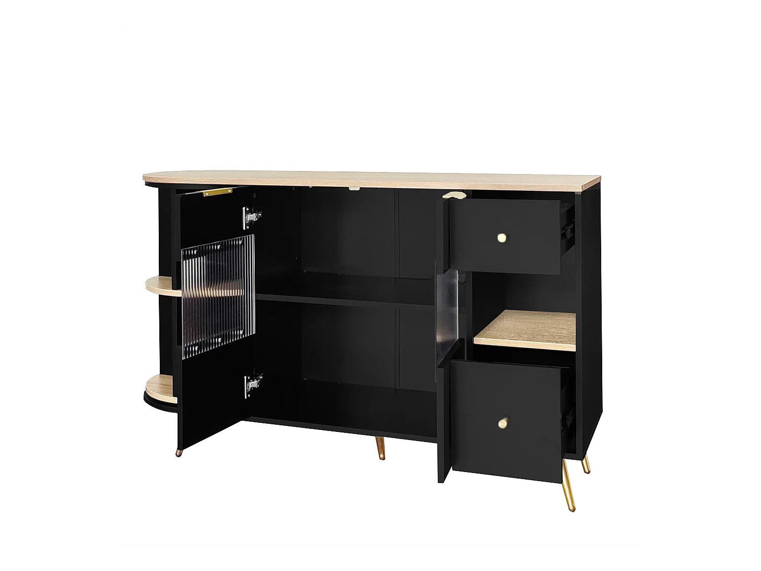 Aparador con LED y almacenaje multifuncional - en MDF - estilo moderno - Negro