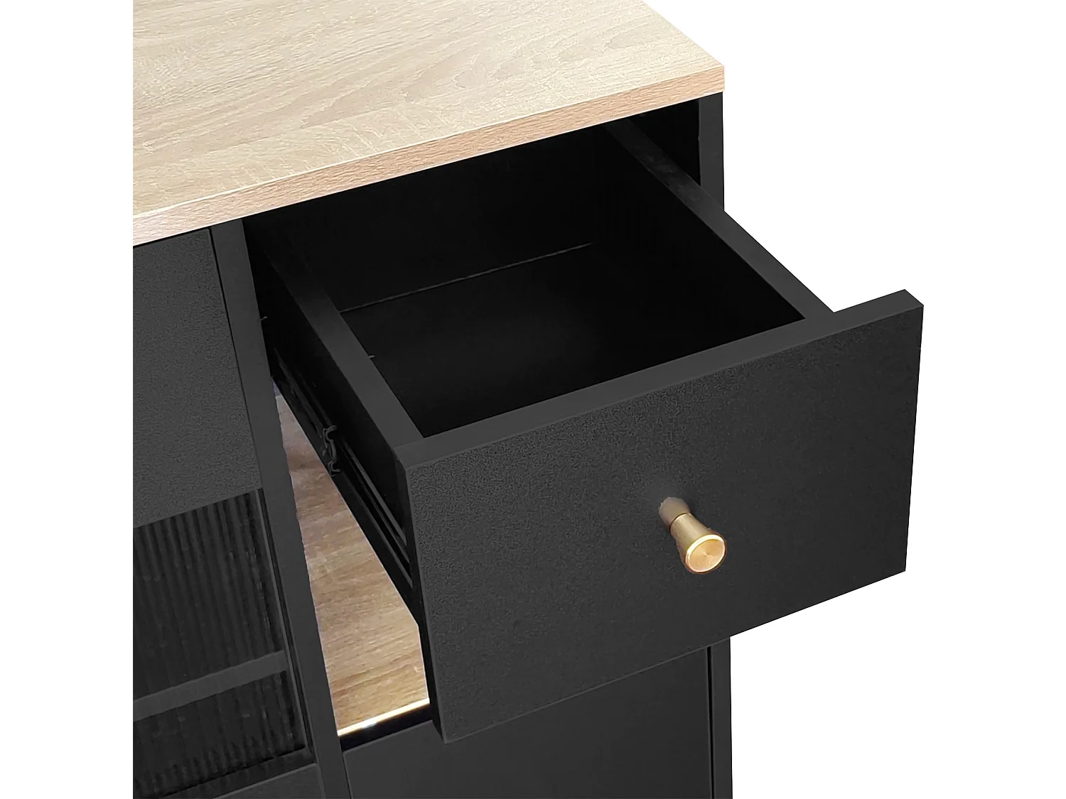 Bufet z LED i wielofunkcyjnymi schowkami - z MDF - styl nowoczesny - Czarny