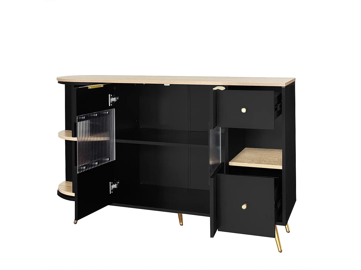 Bufet z LED i wielofunkcyjnymi schowkami - z MDF - styl nowoczesny - Czarny