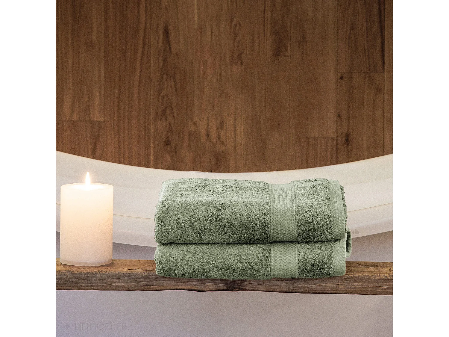 Tapis de bain coton 1000g/m2 collection NAÏA 60x40 cm vert Olive