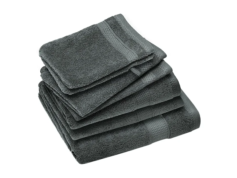 Parure de bain coton 550 g/m2 NAÏA par lot de 7 gris Anthracite