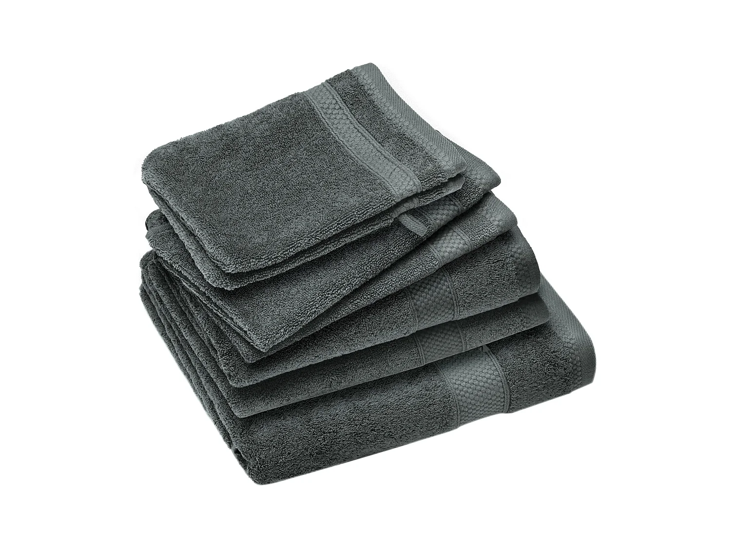 Parure de bain coton 550 g/m2 NAÏA par lot de 7 gris Anthracite
