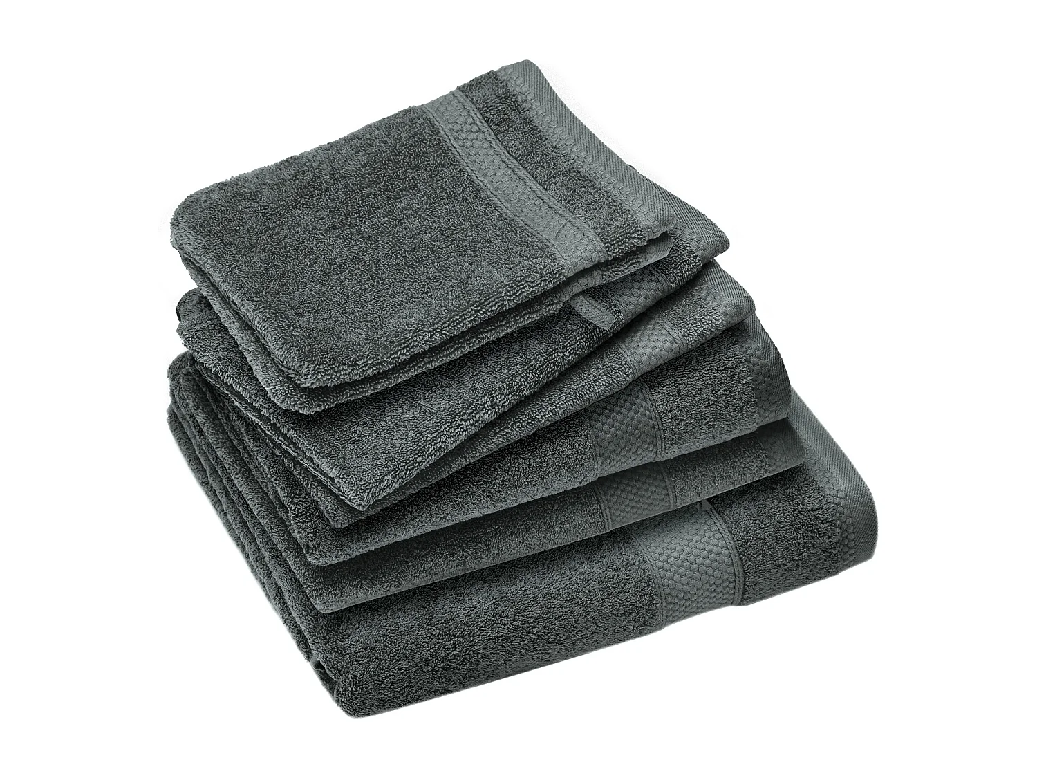 Parure de bain coton 550 g/m2 NAÏA par lot de 7 gris Anthracite