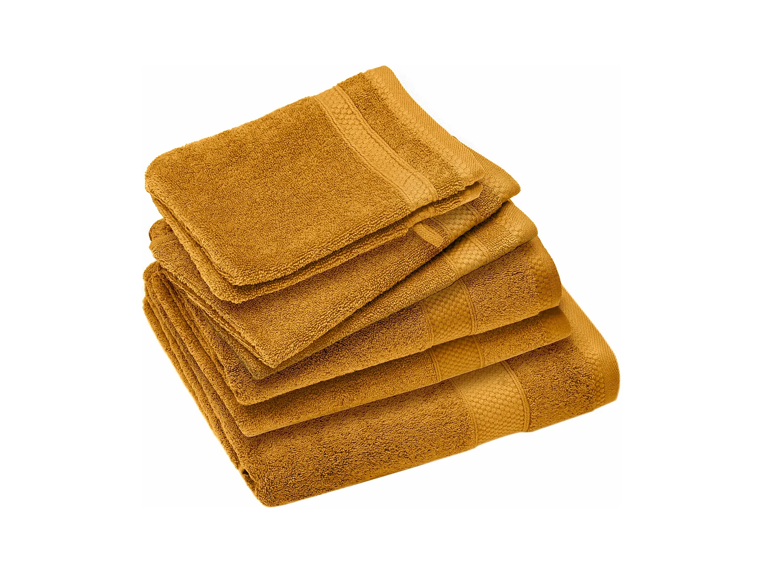 Parure de bain coton 550 g/m2 NAÏA par lot de 7 jaune Cumin