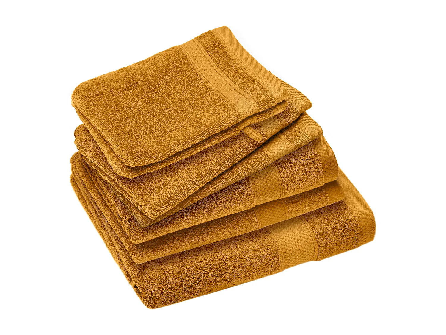 Parure de bain coton 550 g/m2 NAÏA par lot de 7 jaune Cumin