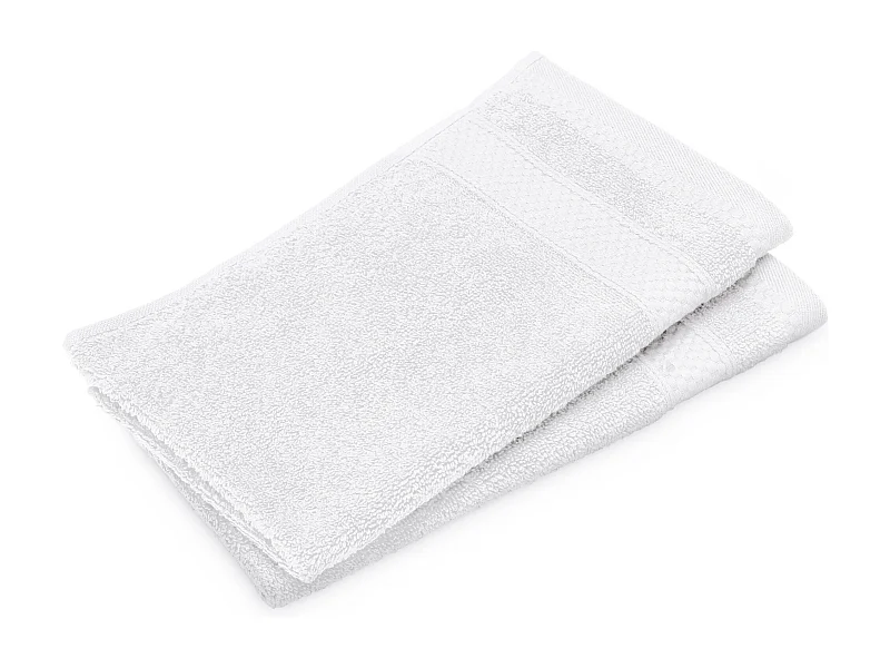 Lot de 2 serviettes invité coton 550 g/m2 30x50cm NAÏA Blanc