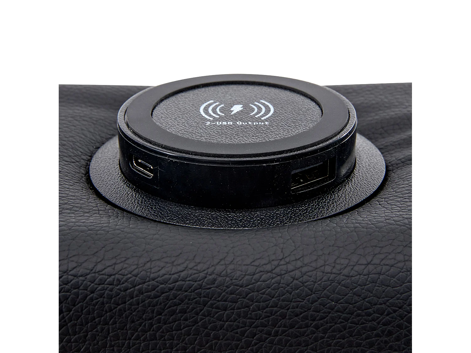 Cama contenedor de piel sintética de 90x200 cm con LED - con puertos de carga (con cable e inalámbrico) - Negro