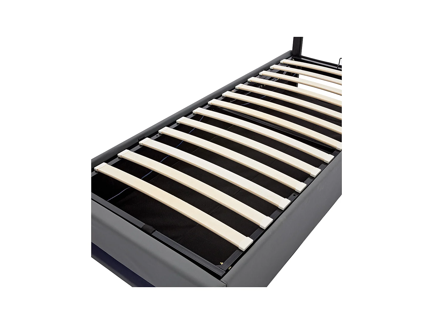 90x200 cm kunstleer opbergbed met LED - met oplaadpoorten (bedraad en draadloos) - Grijs