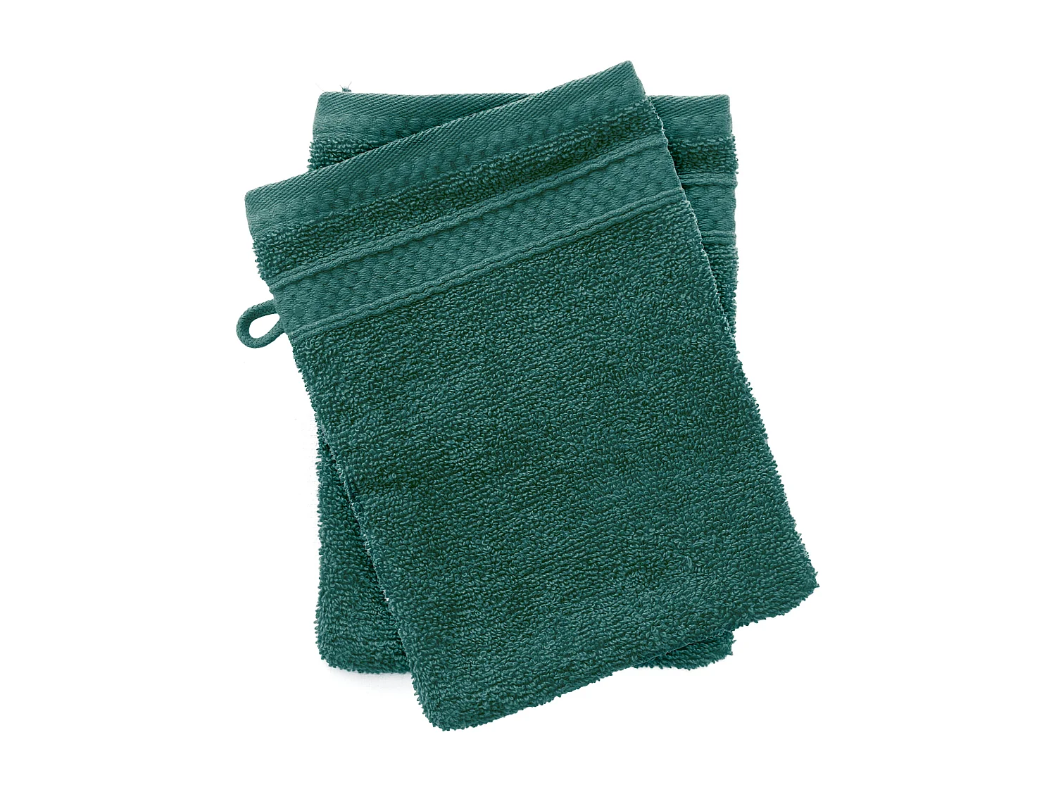 Lot de 2 gants de toilette coton 550 g/m2 NAÏA bleu Paon