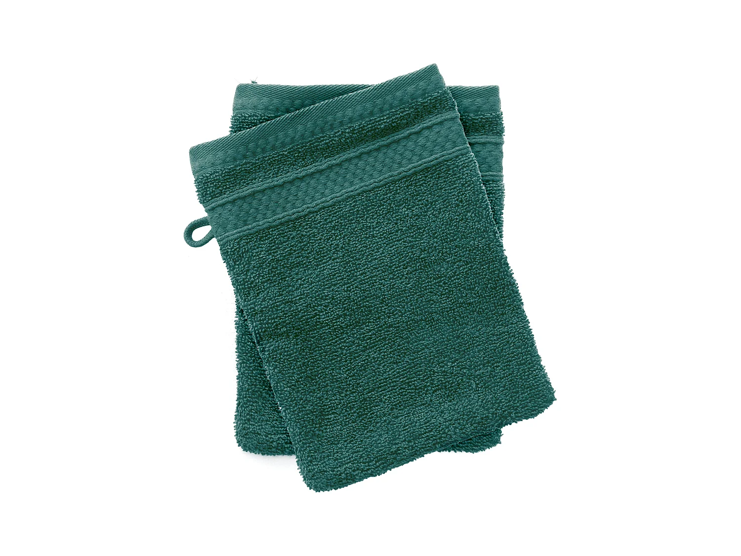 Lot de 2 gants de toilette coton 550 g/m2 NAÏA bleu Paon