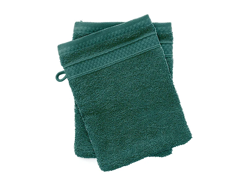 Lot de 2 gants de toilette coton 550 g/m2 NAÏA bleu Paon