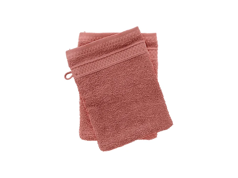Lot de 2 gants de toilette coton 550 g/m2 NAÏA rose Pêche