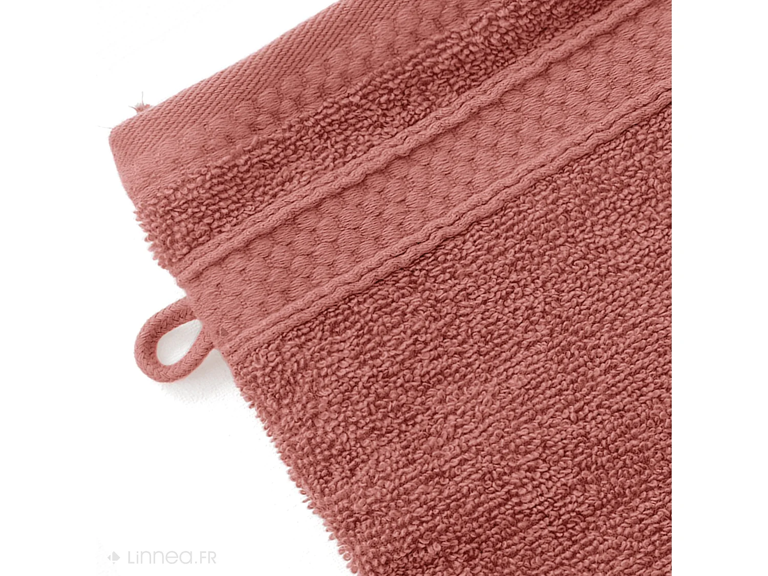 Lot de 2 gants de toilette coton 550 g/m2 NAÏA rose Pêche