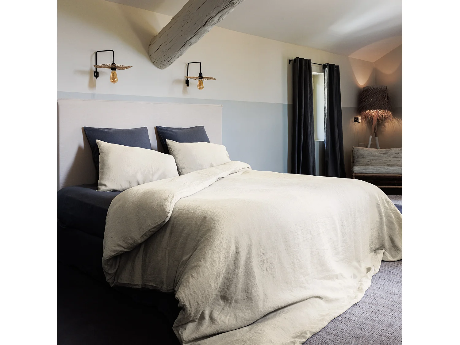 Drap plat lin et coton 270x300 cm collection OPERA beige ivoire