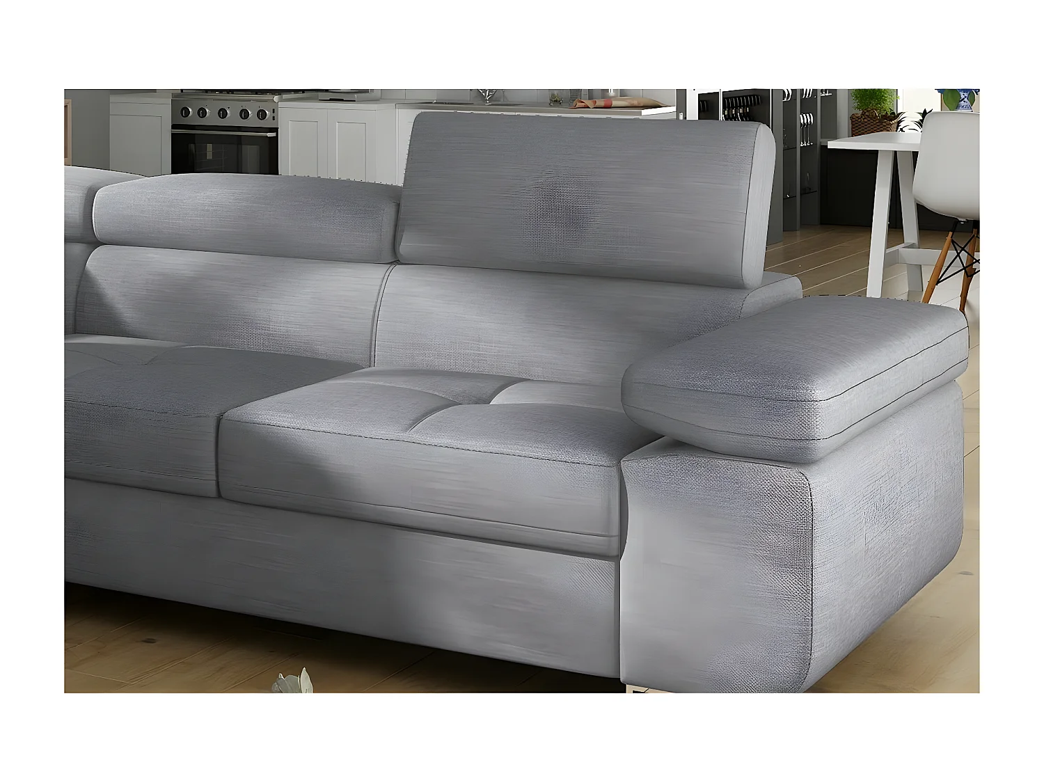 Canapé d'angle convertible - en tissu luxe 5 places, ANNECY TISSU, couleur gris, angle gauche