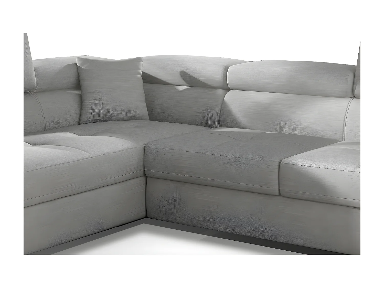 Canapé d'angle convertible - en tissu luxe 5 places, ANNECY TISSU, couleur gris, angle gauche