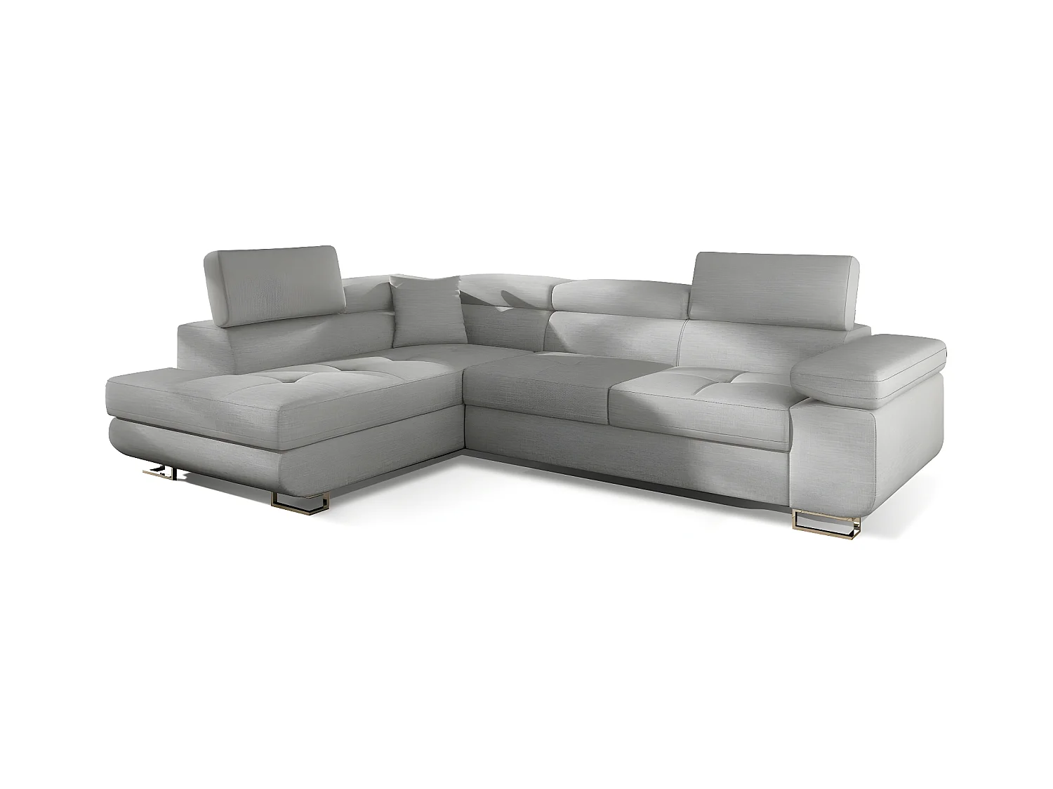 Canapé d'angle convertible - en tissu luxe 5 places, ANNECY TISSU, couleur gris, angle gauche