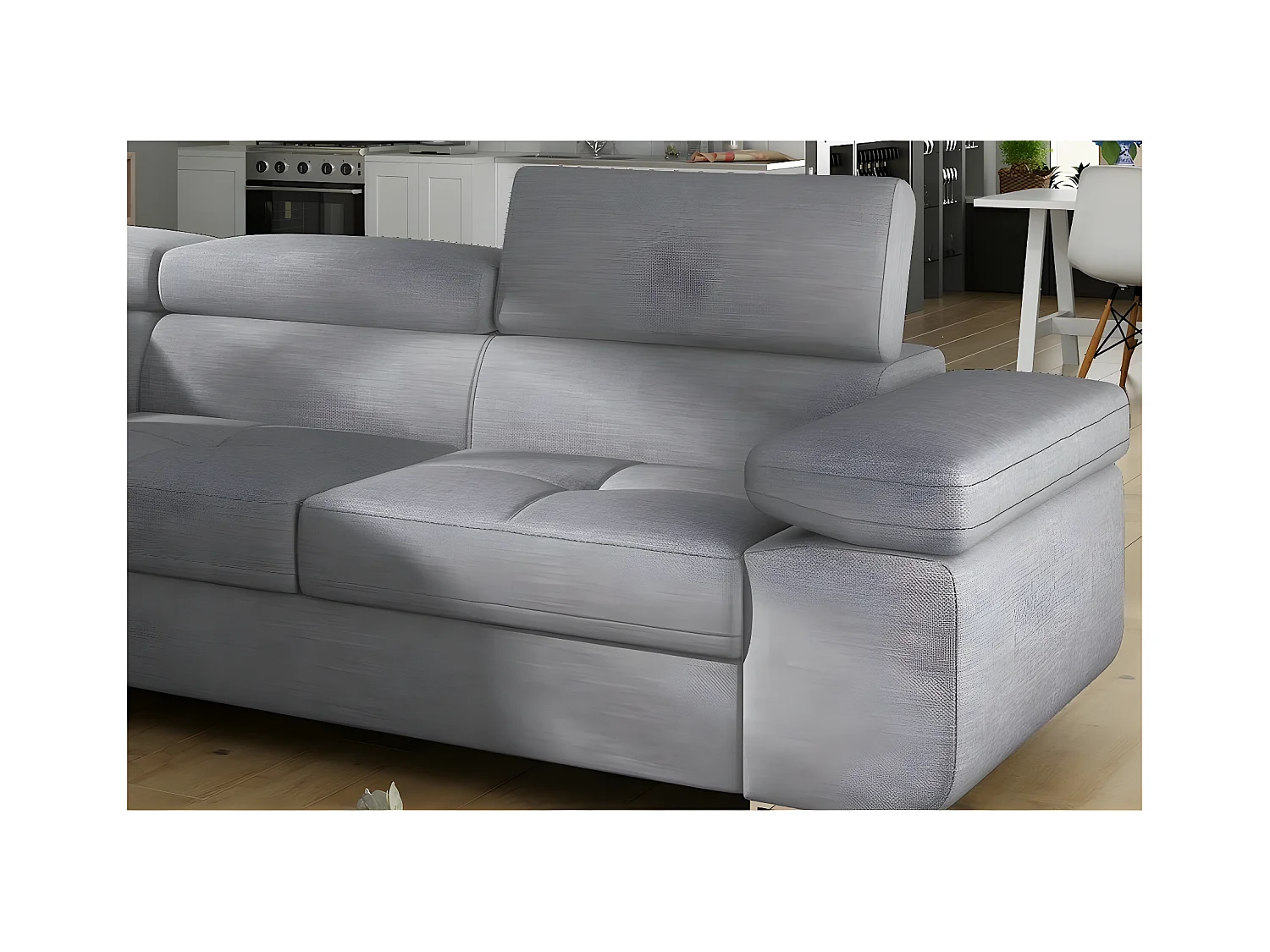 Canapé d'angle convertible - en tissu luxe 5 places, ANNECY TISSU, couleur gris, angle gauche