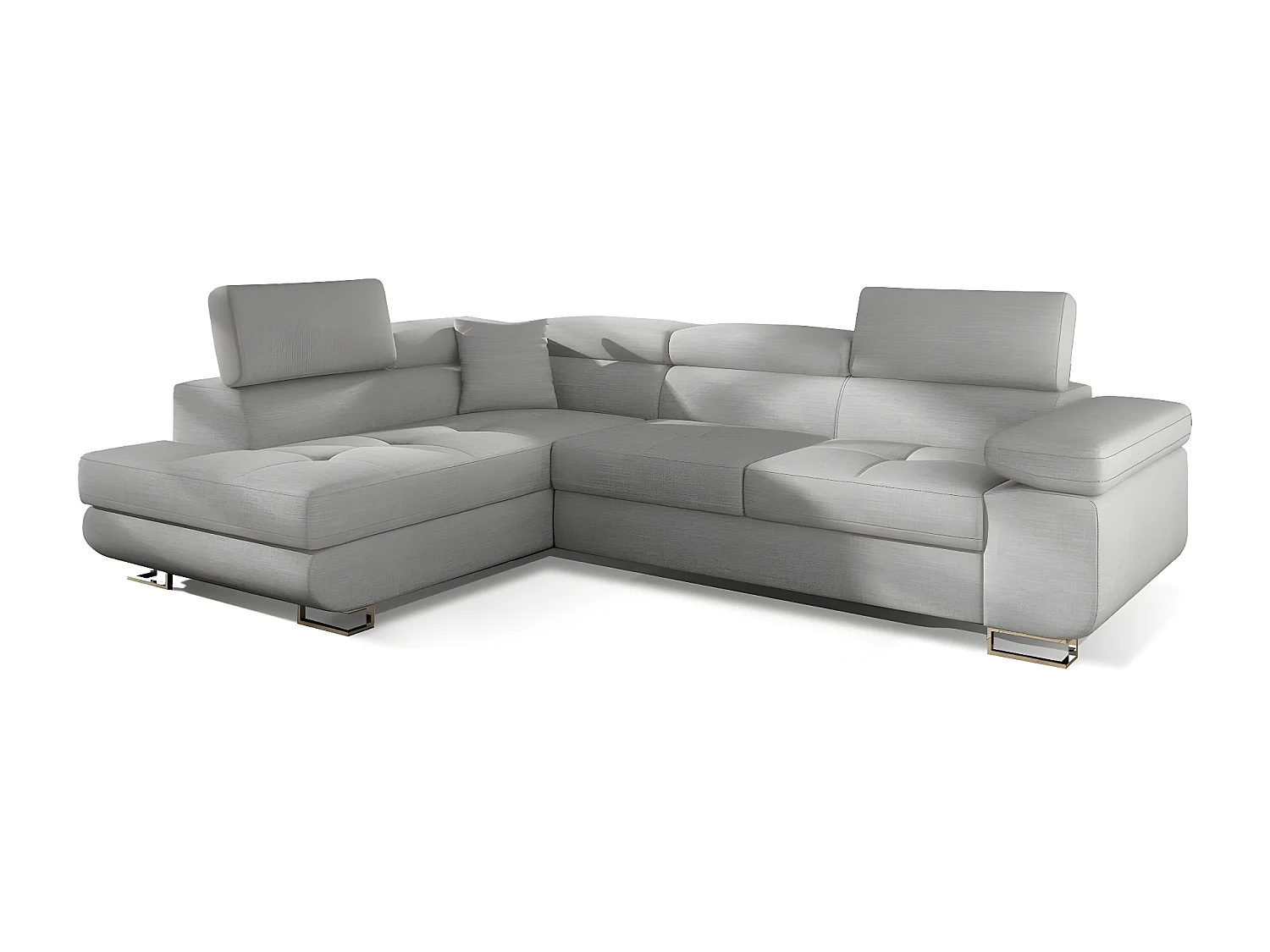 Canapé d'angle convertible - en tissu luxe 5 places, ANNECY TISSU, couleur gris, angle gauche