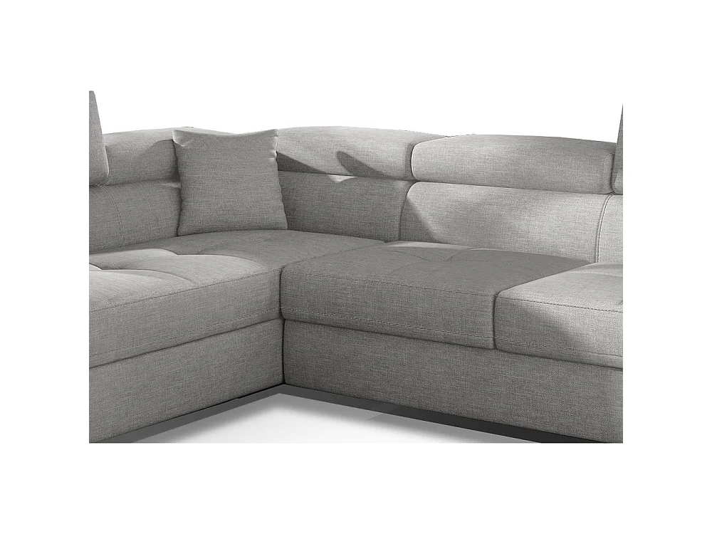 Canapé d'angle gauche convertible 5 places en tissu gris clair ANNECY