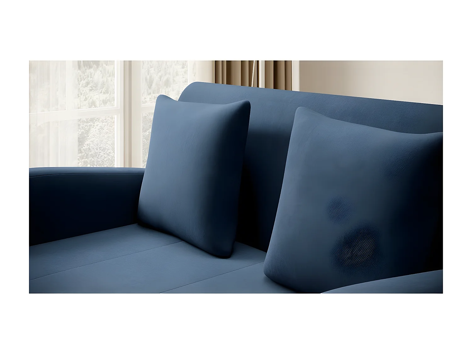 Joli canapé convertible avec rangement en velours bleu foncé, ARIEL