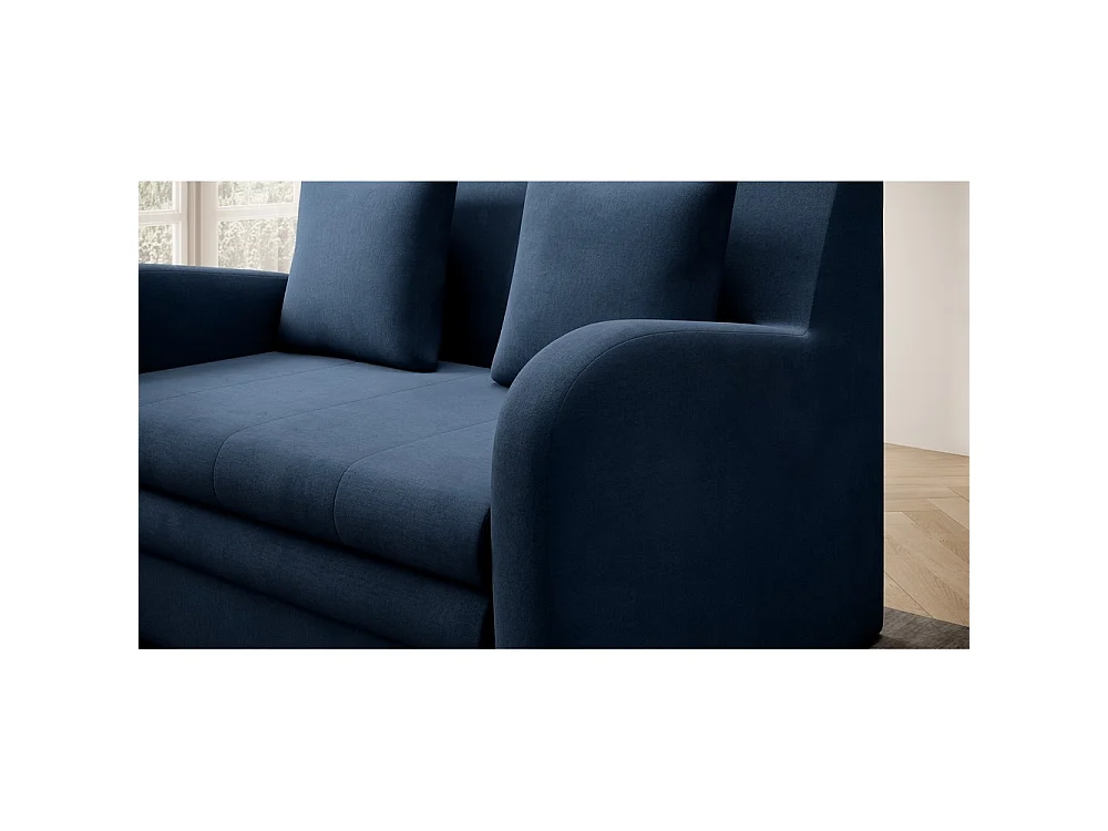 Donkerblauwe fluwelen slaapbank met opbergruimte en comfort, ARIEL