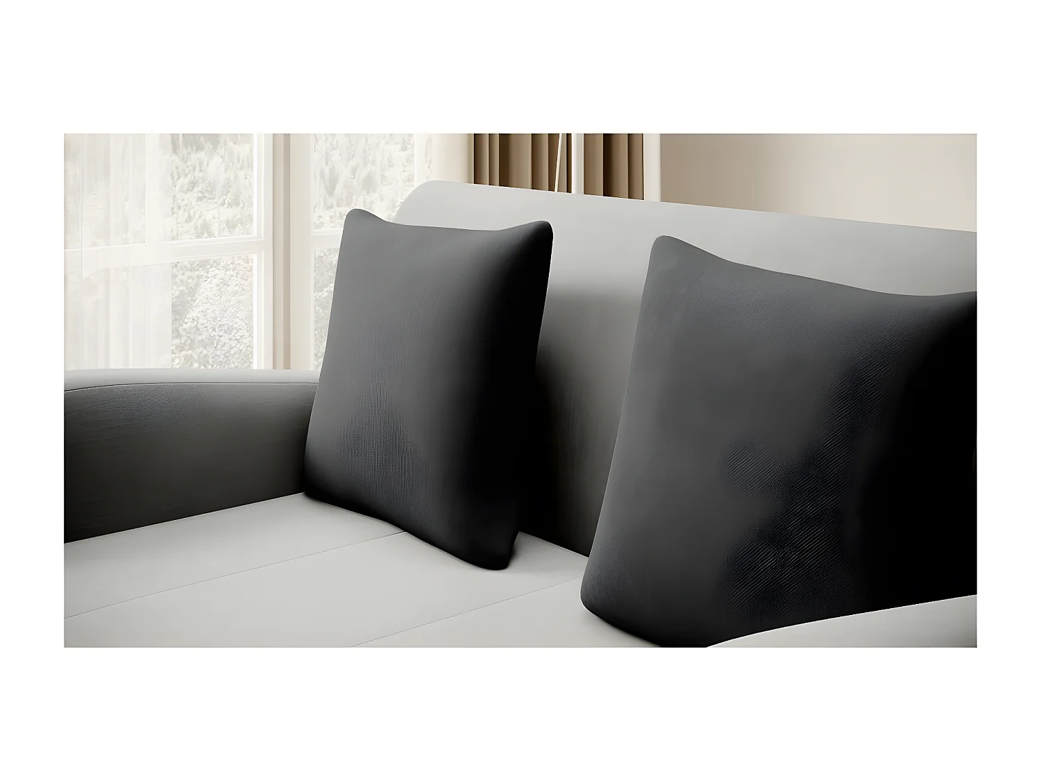 Joli canapé convertible avec rangement en velours gris clair / gris foncé, ARIEL