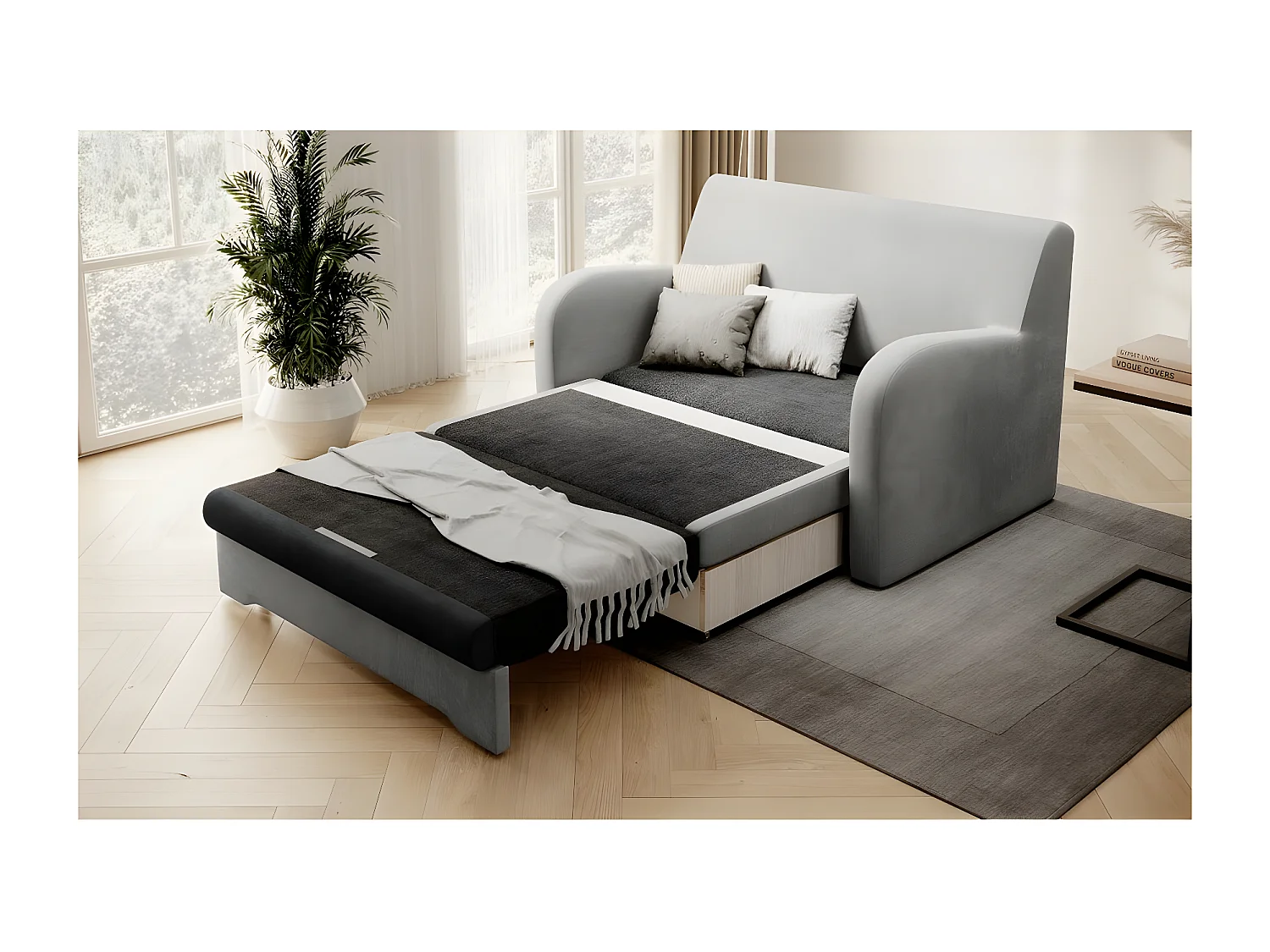 Fluweel omvormbaar bed met opbergruimte, ARIEL