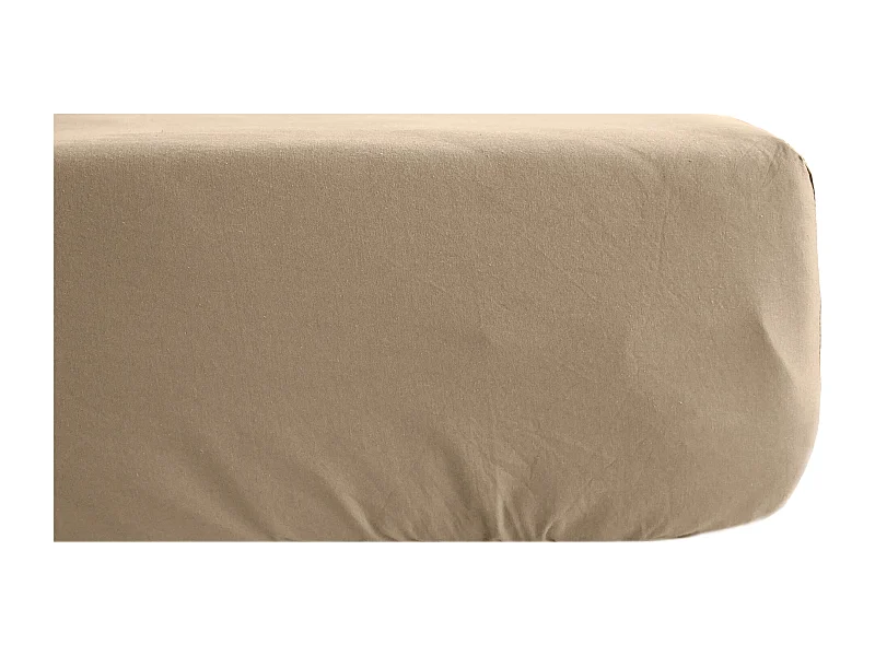 Drap housse 160x200 cm mousseline de coton OPERA marron camel