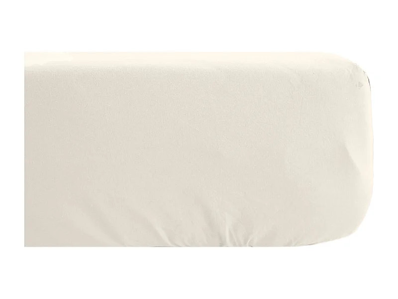 Drap housse 160x200 cm mousseline de coton OPERA beige ivoire