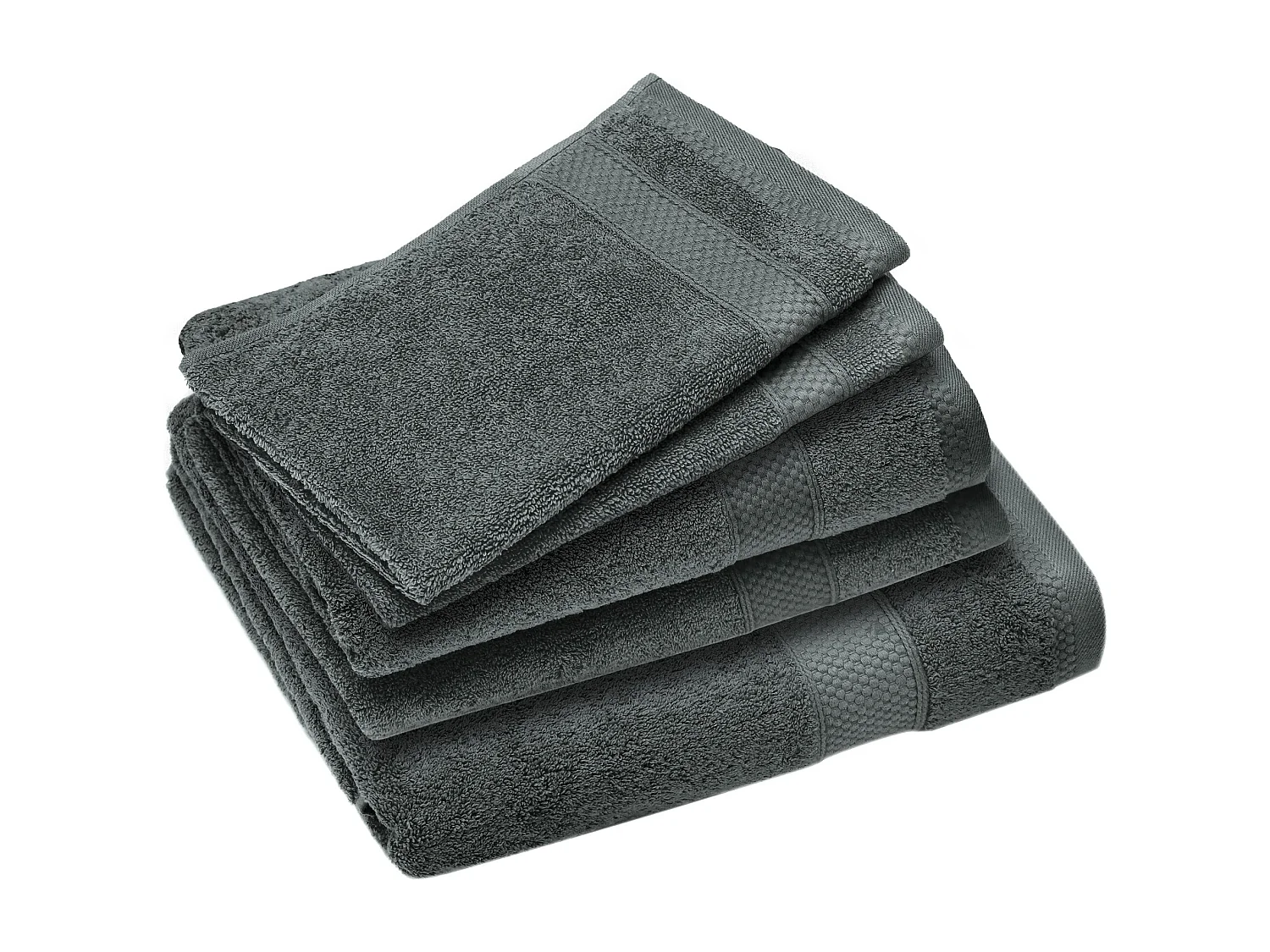 Parure de bain coton 550 g/m2 NAÏA par lot de 5 gris Anthracite