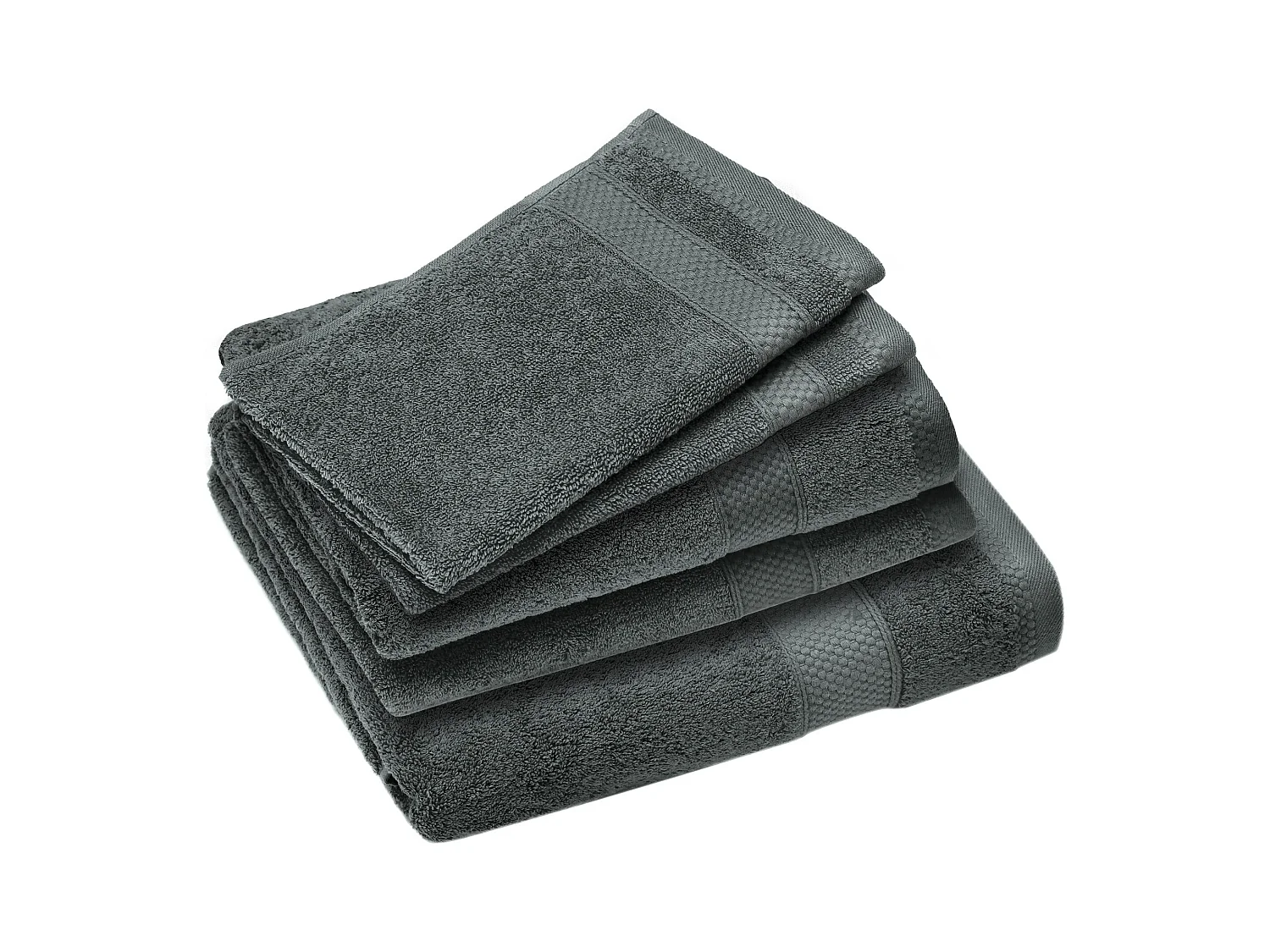 Parure de bain coton 550 g/m2 NAÏA par lot de 5 gris Anthracite