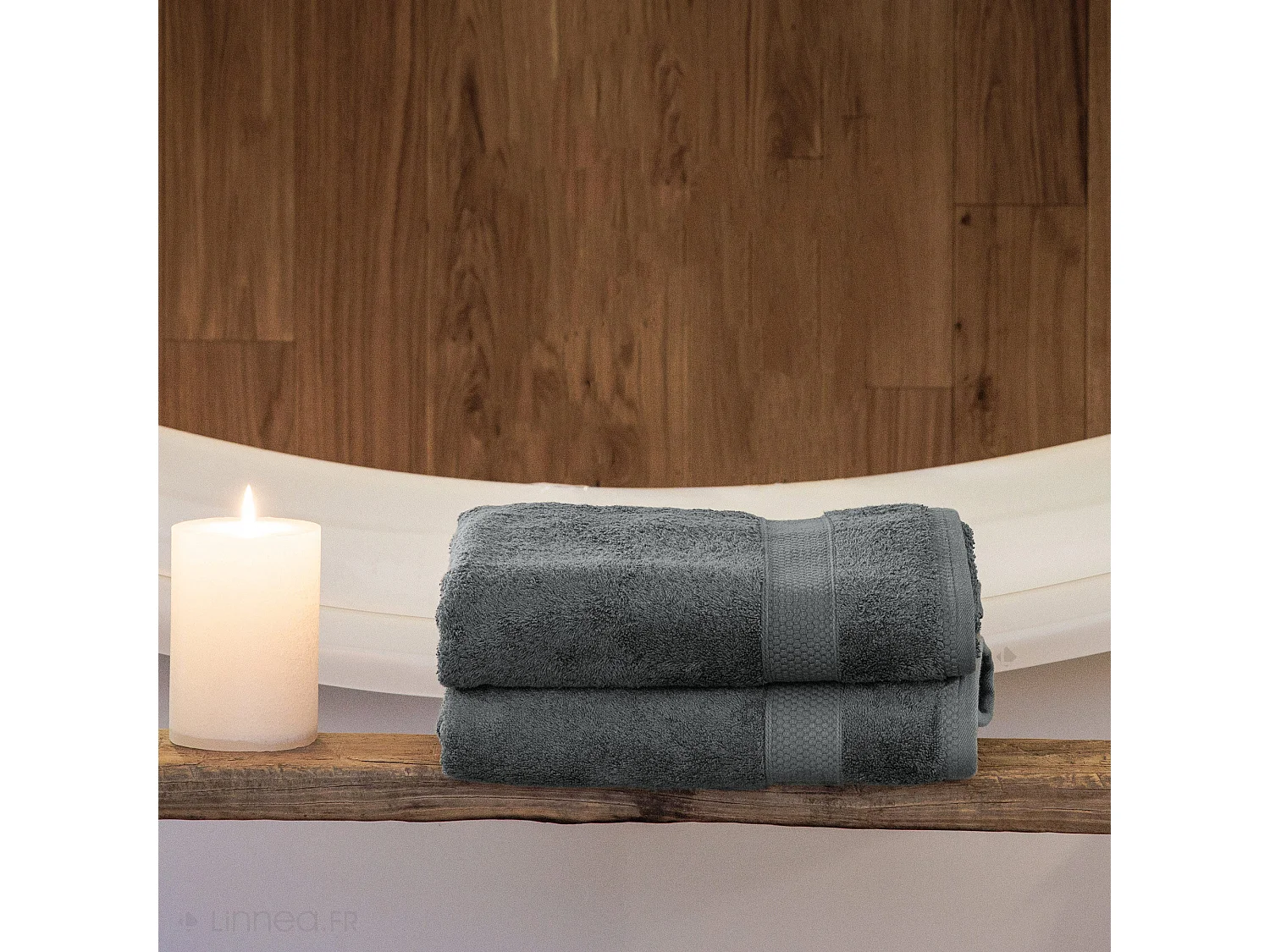 Parure de bain coton 550 g/m2 NAÏA par lot de 5 gris Anthracite